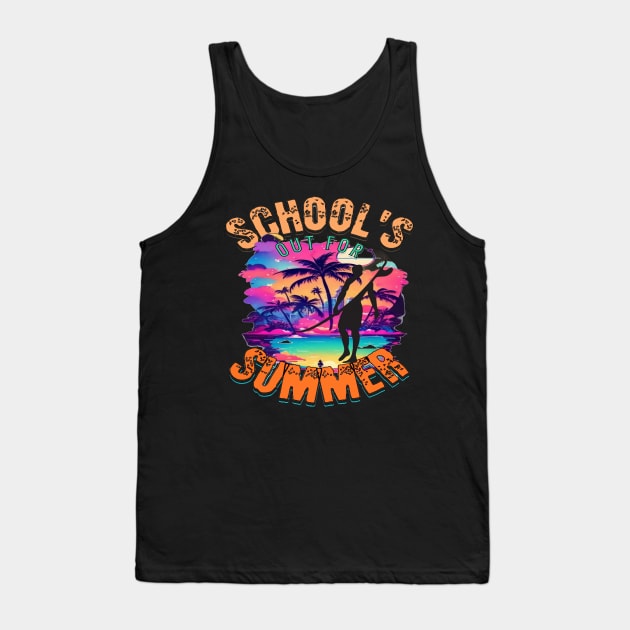 Out For Summer, Hello Summer Funny Surfer Riding Surf Surfing Lover Gifts Tank Top by Customo